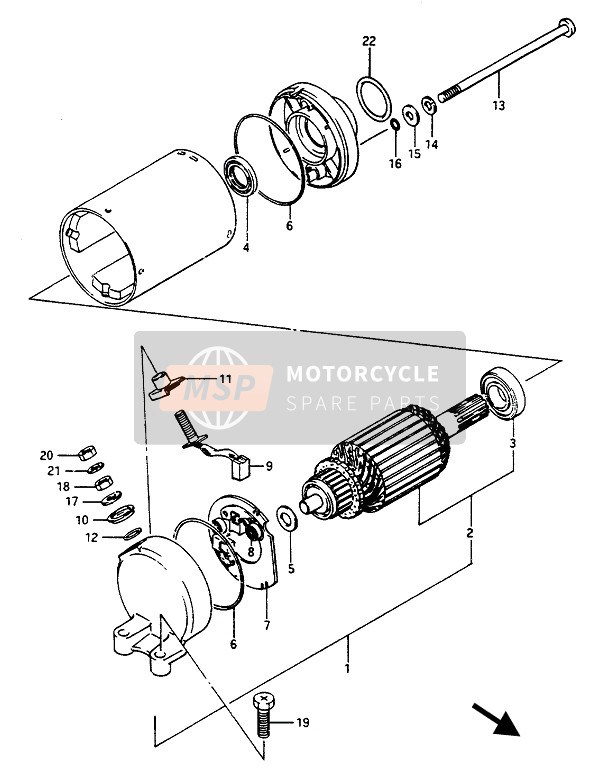 Suzuki GSX1100E(S)(EF)-GSX1150EF 1986 Starting Motor for a 1986 Suzuki GSX1100E(S)(EF)-GSX1150EF