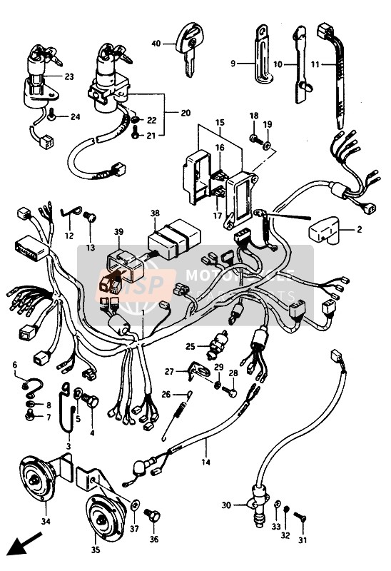 Suzuki GSX1100E(S)(EF)-GSX1150EF 1986 Arnés de cableado para un 1986 Suzuki GSX1100E(S)(EF)-GSX1150EF