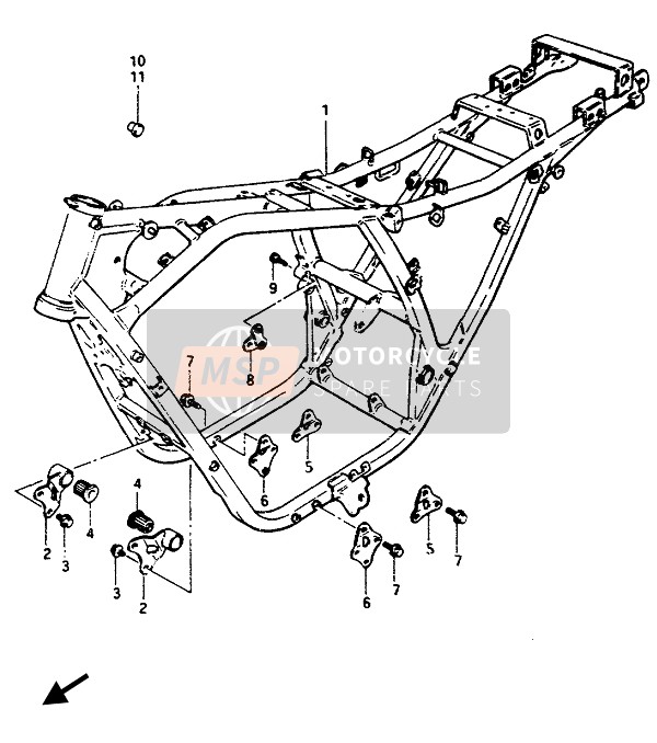 Suzuki GSX1100E(S)(EF)-GSX1150EF 1986 Frame voor een 1986 Suzuki GSX1100E(S)(EF)-GSX1150EF