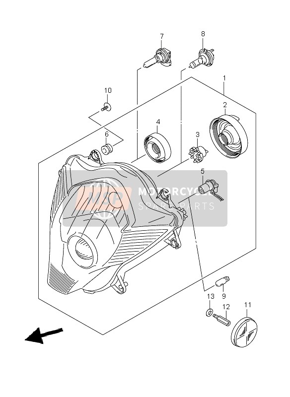 Suzuki GSX-R750 2006 Headlamp for a 2006 Suzuki GSX-R750