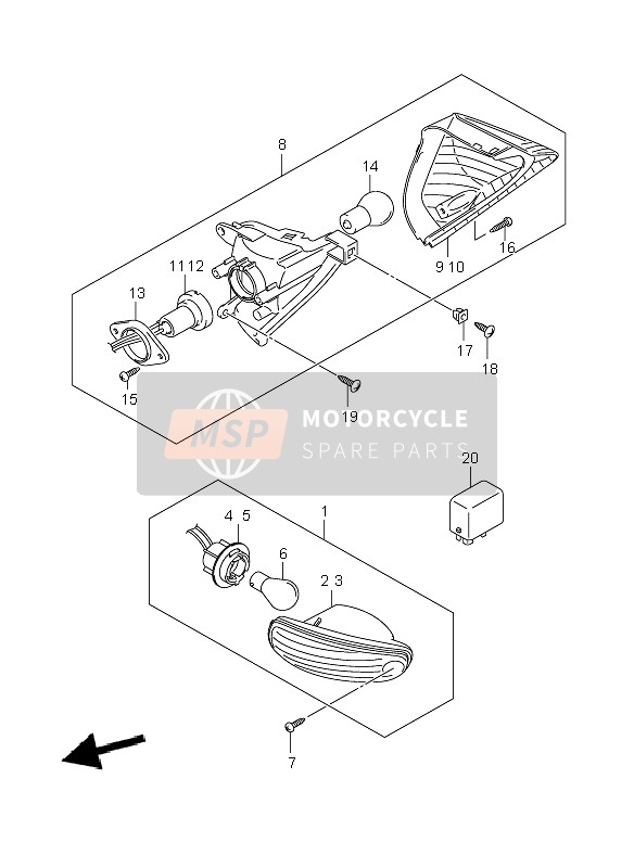 Suzuki GSX-R750 2006 Lampe de clignotant pour un 2006 Suzuki GSX-R750