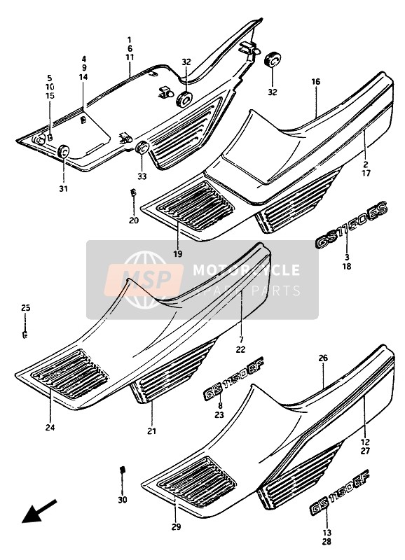 Suzuki GSX1100E(S)(EF)-GSX1150EF 1986 RAHMENABDECKUNG (GS1150EF) für ein 1986 Suzuki GSX1100E(S)(EF)-GSX1150EF