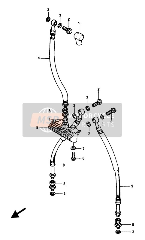 Suzuki GSX1100E(S)(EF)-GSX1150EF 1986 Front Brake Hose for a 1986 Suzuki GSX1100E(S)(EF)-GSX1150EF