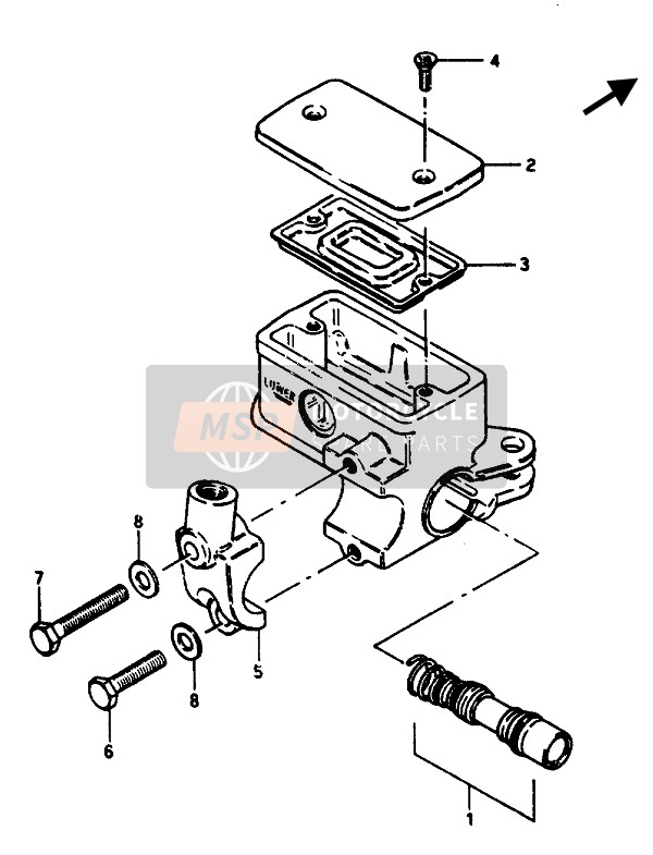 Suzuki GSX1100E(S)(EF)-GSX1150EF 1986 Pompa freno anteriore (GSX1100E) per un 1986 Suzuki GSX1100E(S)(EF)-GSX1150EF