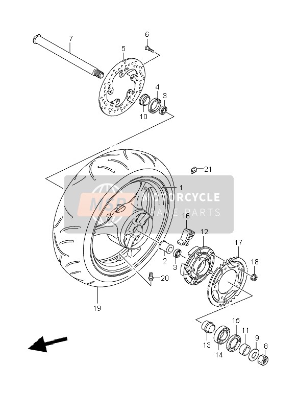 6451139F00, Sprocket, Rear (NT:45), Suzuki, 0