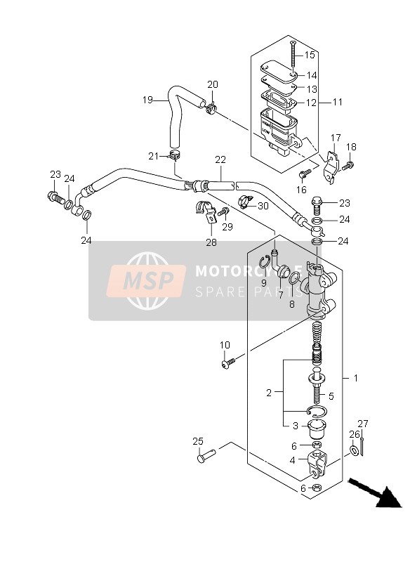 Suzuki GSX-R750 2006 Maître-cylindre arrière pour un 2006 Suzuki GSX-R750