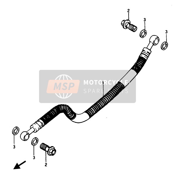 Suzuki GSX1100E(S)(EF)-GSX1150EF 1986 Manguera de freno trasero para un 1986 Suzuki GSX1100E(S)(EF)-GSX1150EF