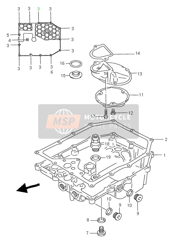 Suzuki GSX750 2001 Oil Pan for a 2001 Suzuki GSX750