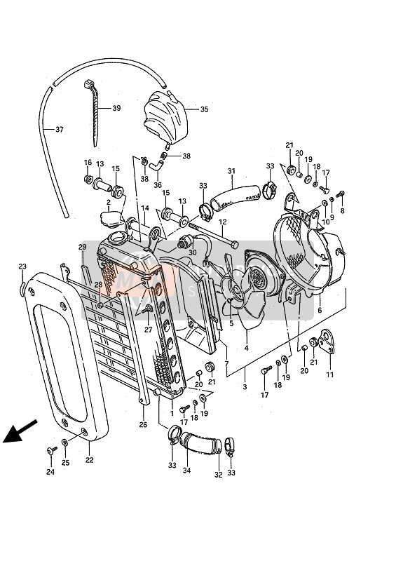 Suzuki VS750GL(F)(P) INTRUDER 1986 Radiateur pour un 1986 Suzuki VS750GL(F)(P) INTRUDER