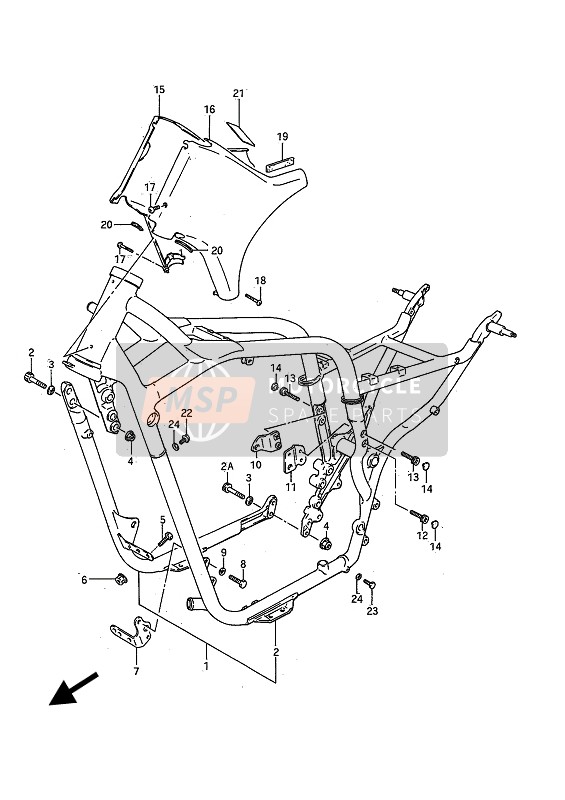 Suzuki VS750GL(F)(P) INTRUDER 1986 Frame for a 1986 Suzuki VS750GL(F)(P) INTRUDER