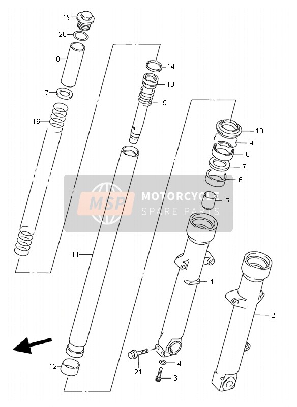 Suzuki GSX750 2001 Ammortizzatore anteriore per un 2001 Suzuki GSX750