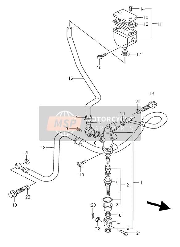 Suzuki GSX750 2001 Maître-cylindre arrière pour un 2001 Suzuki GSX750