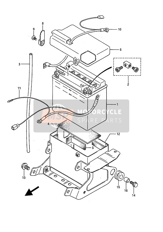 Suzuki VS750GL(F)(P)(EF)(EP) INTRUDER 1987 Accu voor een 1987 Suzuki VS750GL(F)(P)(EF)(EP) INTRUDER