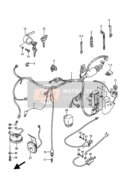 Suzuki VS750GL(F)(P)(EF)(EP) INTRUDER 1987 Arnés de cableado para un 1987 Suzuki VS750GL(F)(P)(EF)(EP) INTRUDER