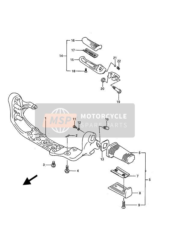 Suzuki VS750GL(F)(P)(EF)(EP) INTRUDER 1987 Reposapiés para un 1987 Suzuki VS750GL(F)(P)(EF)(EP) INTRUDER