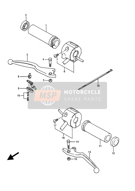 Suzuki VS750GL(F)(P)(EF)(EP) INTRUDER 1987 HANDSCHALTER für ein 1987 Suzuki VS750GL(F)(P)(EF)(EP) INTRUDER