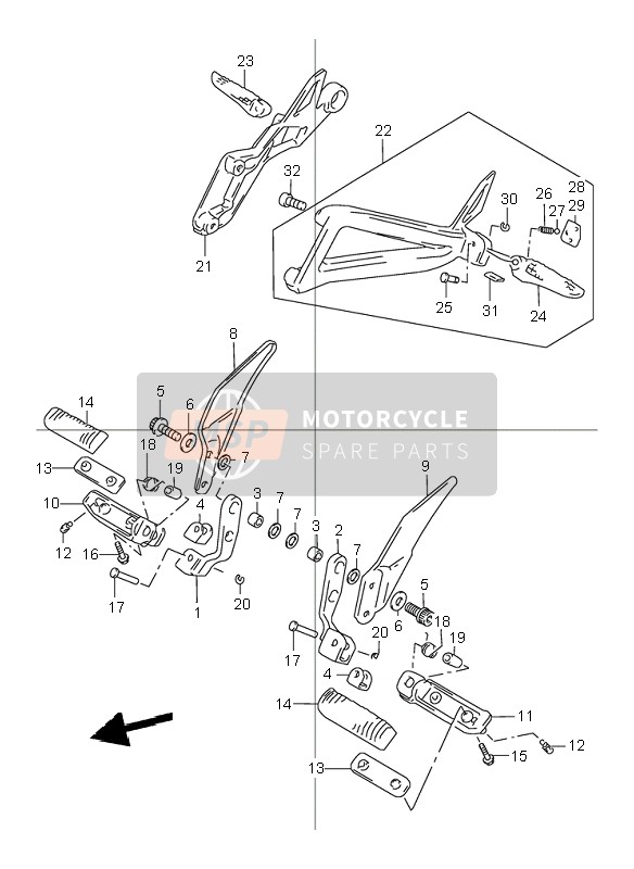 Suzuki GSX1200 INAZUMA 2001 Footrest for a 2001 Suzuki GSX1200 INAZUMA