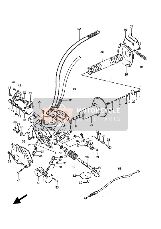 Suzuki VS750(F)(P) INTRUDER 1988 Carburatore (Davanti) per un 1988 Suzuki VS750(F)(P) INTRUDER