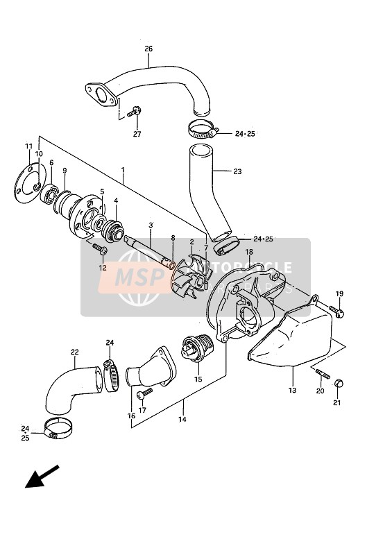 Suzuki VS750(F)(P) INTRUDER 1988 Pompe à eau pour un 1988 Suzuki VS750(F)(P) INTRUDER