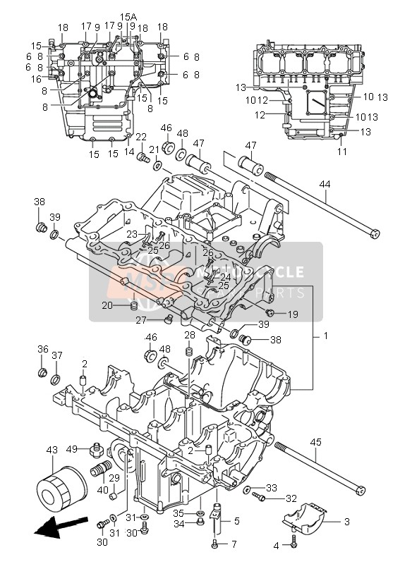 Suzuki GSX1300R HAYABUSA 2001 Crankcase for a 2001 Suzuki GSX1300R HAYABUSA