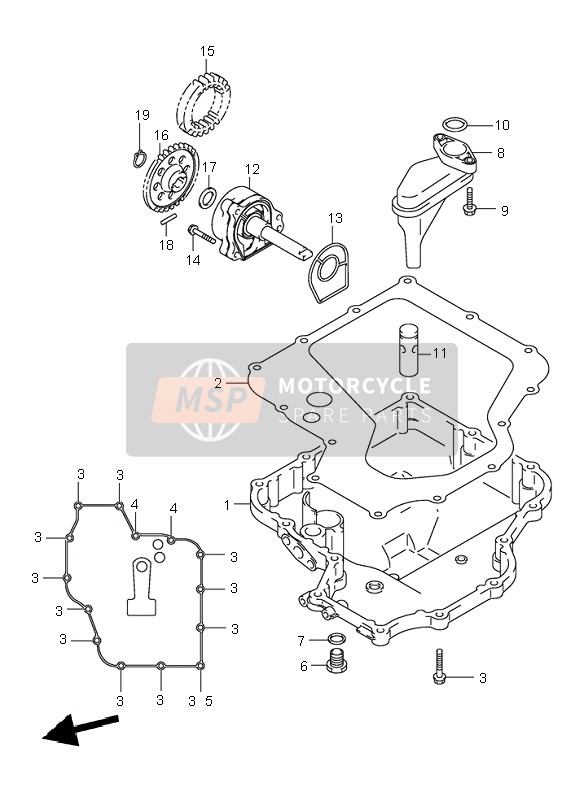 Suzuki GSX1300R HAYABUSA 2001 Oil Pan & Oil Pump for a 2001 Suzuki GSX1300R HAYABUSA