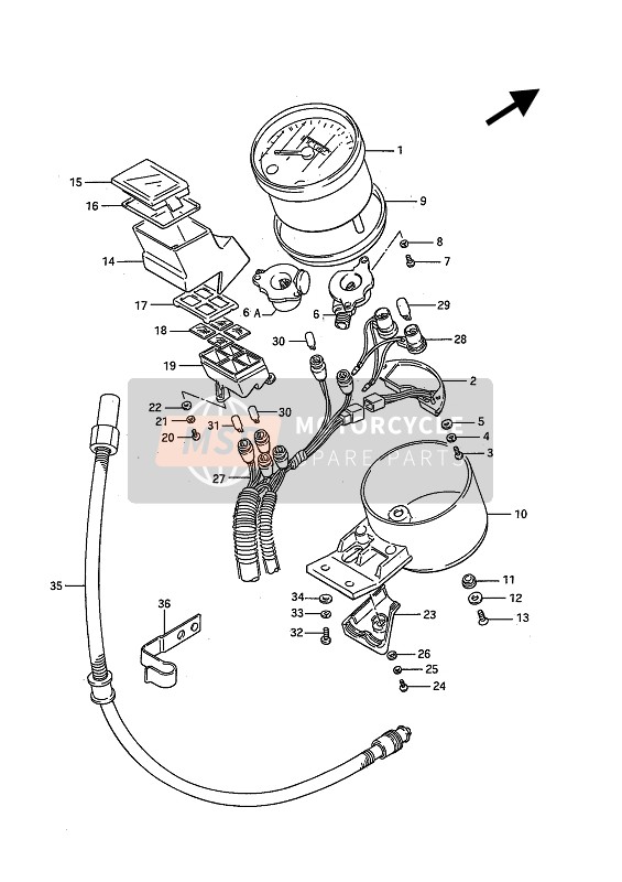 Suzuki VS750(F)(P) INTRUDER 1988 Compteur De Vitesse pour un 1988 Suzuki VS750(F)(P) INTRUDER