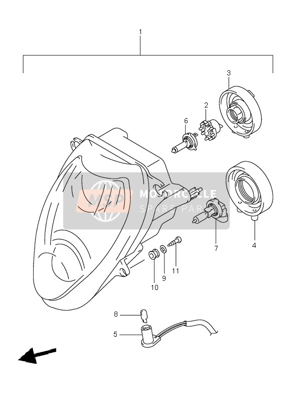 Suzuki GSX1300R HAYABUSA 2001 Headlamp (E19-P37) for a 2001 Suzuki GSX1300R HAYABUSA