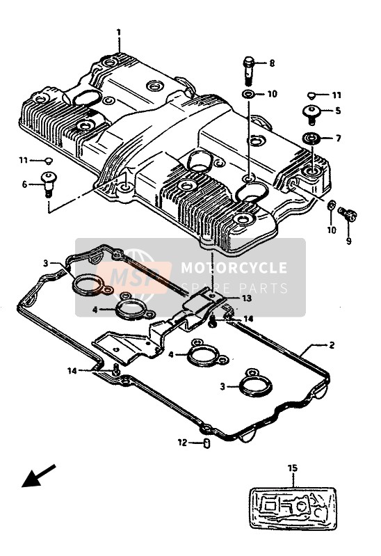 Suzuki GSX-R1100 1987 Cubierta de tapa de cilindro para un 1987 Suzuki GSX-R1100