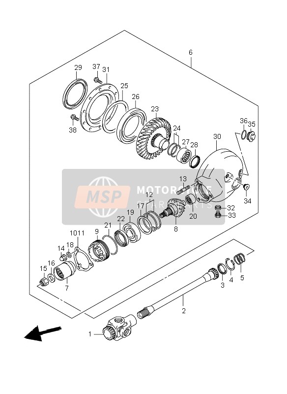 Suzuki VZR1800R (M1800) INTRUDER 2006 Arbre de transmission & Engrenage d'entraînement final pour un 2006 Suzuki VZR1800R (M1800) INTRUDER