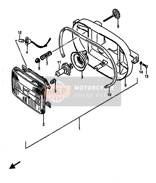 Suzuki GSX-R1100 1987 Headlamp (E18-E34) for a 1987 Suzuki GSX-R1100