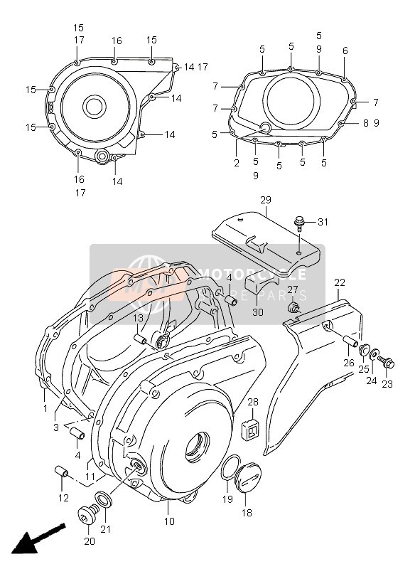 Suzuki VX800 1996 Couvercle de carter pour un 1996 Suzuki VX800