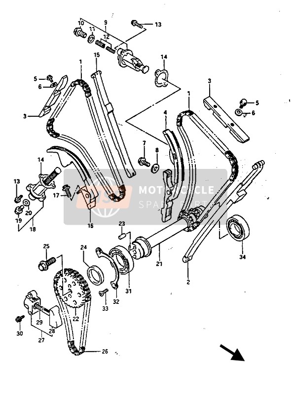 Suzuki GV1400(GD)(GC) 1987 Nokkenasketting voor een 1987 Suzuki GV1400(GD)(GC)