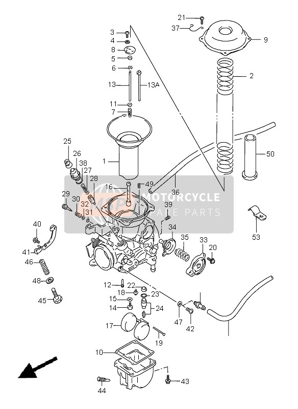 Suzuki VX800 1996 Carburettor (Rear) for a 1996 Suzuki VX800