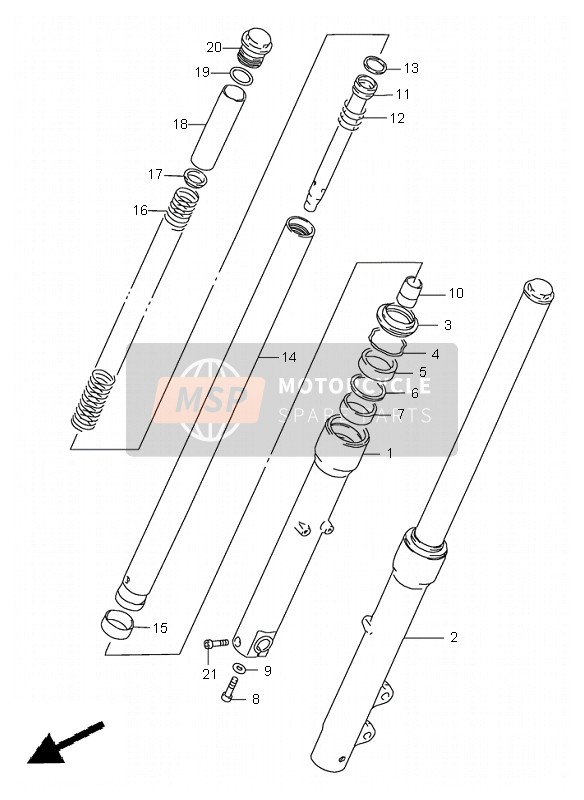 Suzuki LS650 SAVAGE 2001 Front Damper (P37) for a 2001 Suzuki LS650 SAVAGE