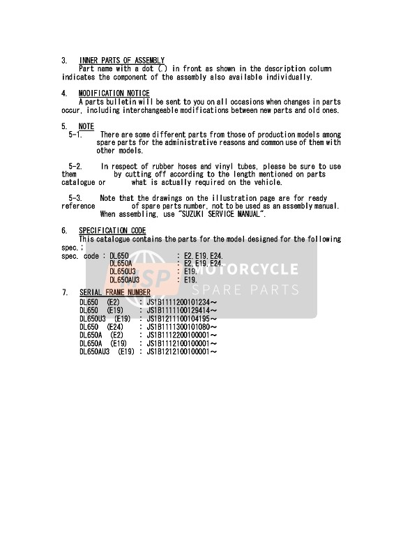 Suzuki DL650A V-STROM 2007 Preface 1 for a 2007 Suzuki DL650A V-STROM