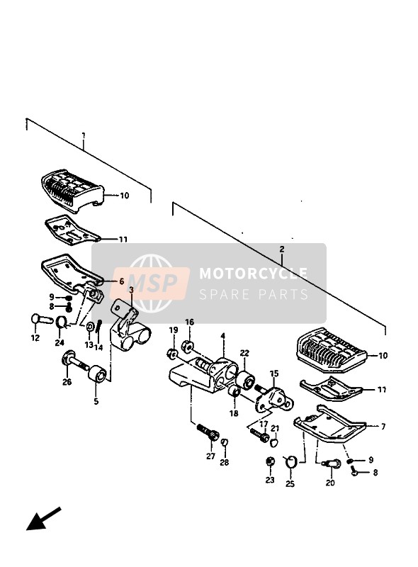 Suzuki GV1400(GD)(GC) 1987 Front Footrest for a 1987 Suzuki GV1400(GD)(GC)