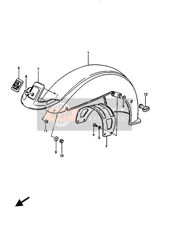 Suzuki GV1400(GD)(GC) 1987 Guardabarros delantero para un 1987 Suzuki GV1400(GD)(GC)