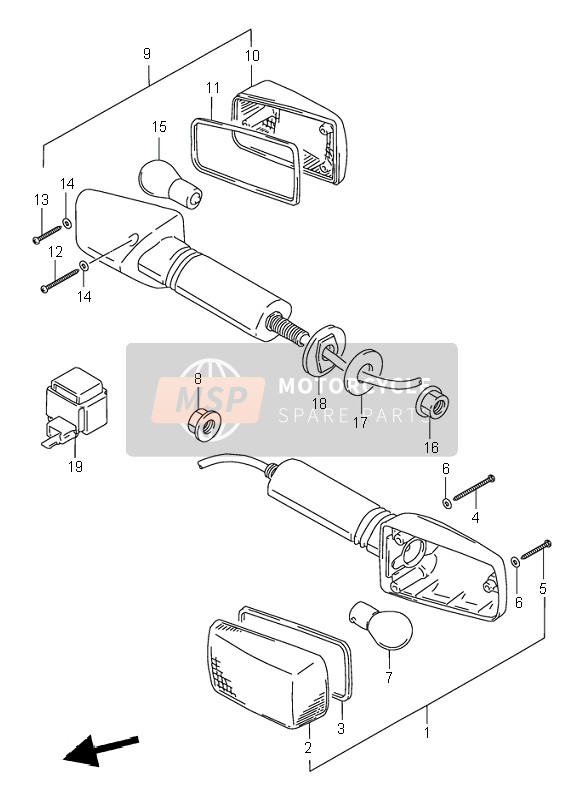Suzuki GSX-R1100W 1995 Lámpara de señal de giro para un 1995 Suzuki GSX-R1100W