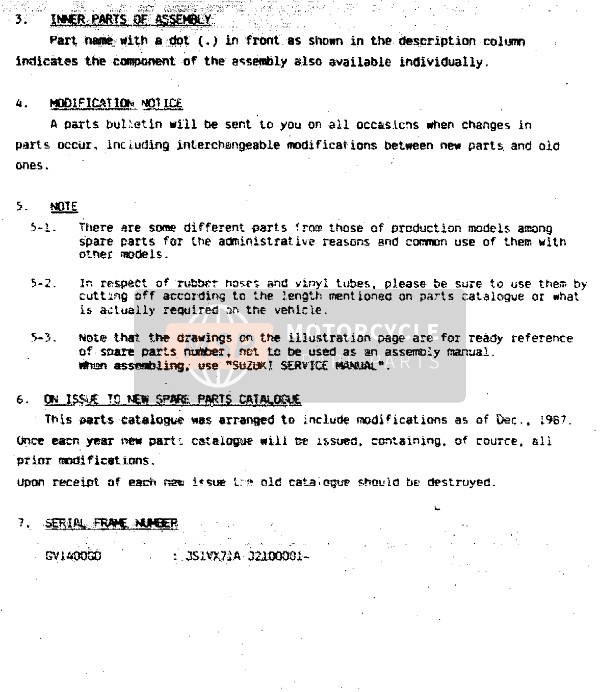 Suzuki GV1400(GD) 1988 Preface 1 for a 1988 Suzuki GV1400(GD)