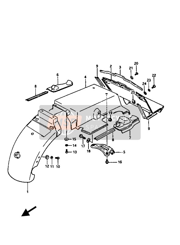 Suzuki GV1400(GD) 1988 Guardabarros trasero para un 1988 Suzuki GV1400(GD)