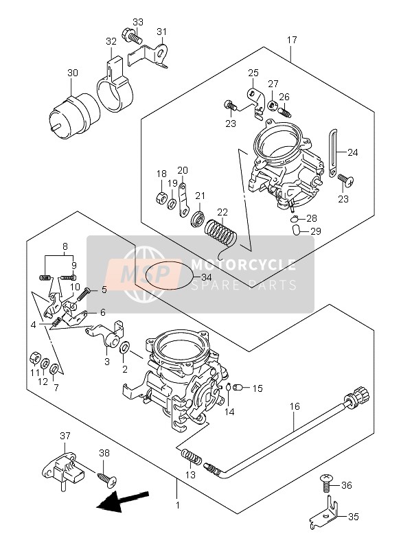 Suzuki TL1000R 2001 Throttle Body for a 2001 Suzuki TL1000R