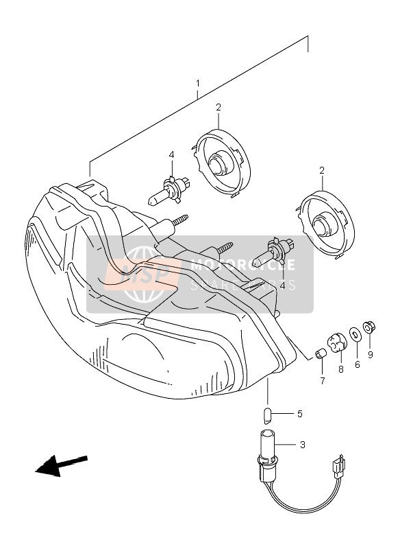 Suzuki TL1000R 2001 Lámpara De Cabeza (E2) para un 2001 Suzuki TL1000R