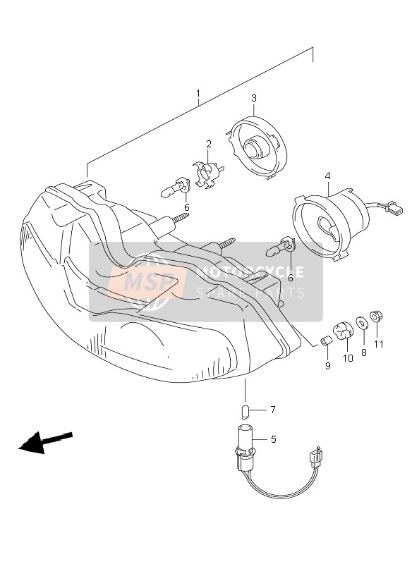 Suzuki TL1000R 2001 Lámpara de cabeza (E4-E18-E22-E25-E34) para un 2001 Suzuki TL1000R