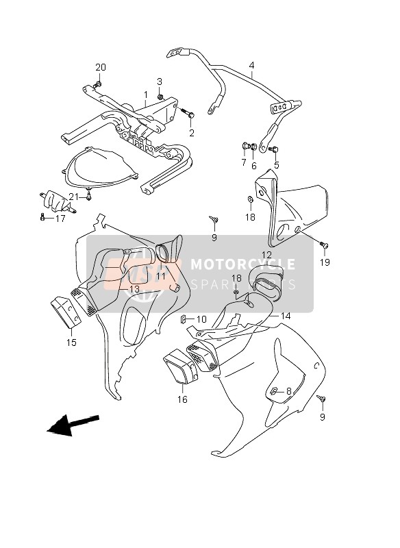 Suzuki TL1000R 2001 Piezas de instalación del cuerpo del carenado para un 2001 Suzuki TL1000R