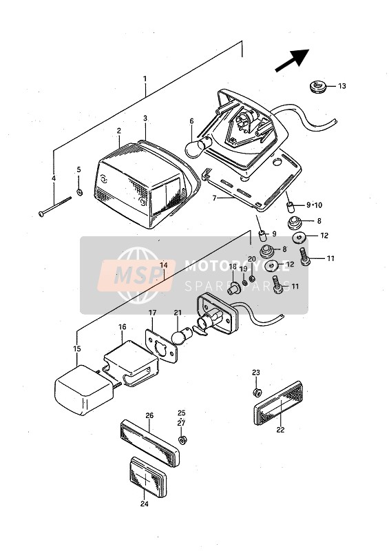 Suzuki LS650(F)(P) SAVAGE 1988 Rear Combination Lamp for a 1988 Suzuki LS650(F)(P) SAVAGE