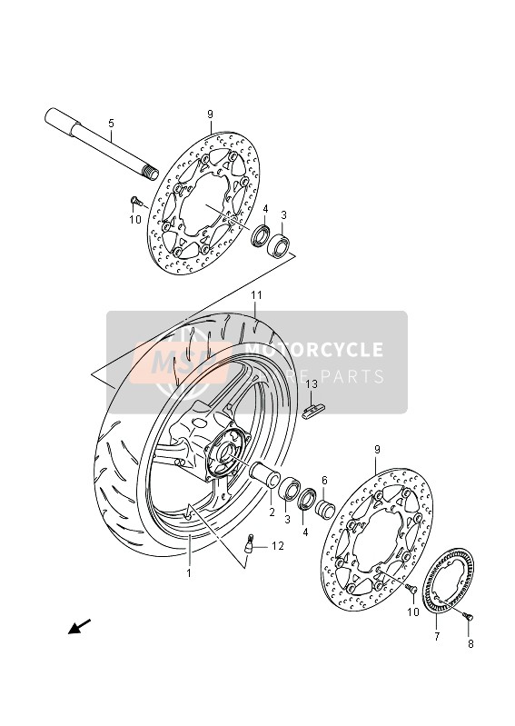 Suzuki GSR750(A) 2013 Front Wheel (GSR750AUE) for a 2013 Suzuki GSR750(A)