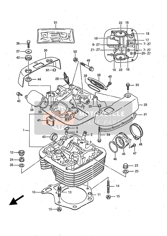 Suzuki LS650(F)(P) SAVAGE 1989 Cylinder Head for a 1989 Suzuki LS650(F)(P) SAVAGE