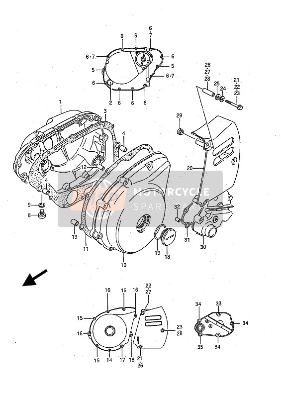 Suzuki LS650(F)(P) SAVAGE 1989 Crankcase Cover for a 1989 Suzuki LS650(F)(P) SAVAGE