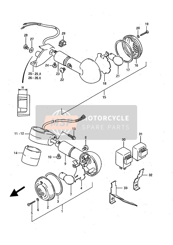 Suzuki LS650(F)(P) SAVAGE 1989 Indicatore di direzione lampada per un 1989 Suzuki LS650(F)(P) SAVAGE