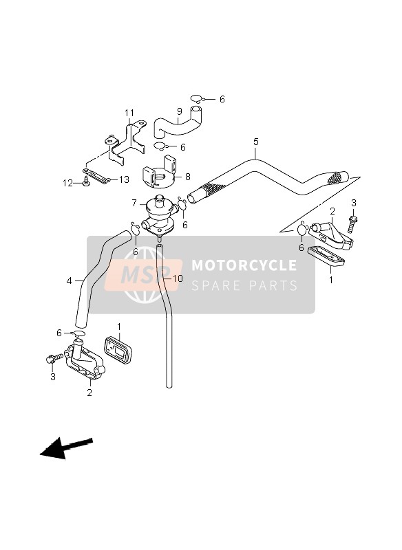 1847106G00, Hose, 2ND Air Valve Rear, Suzuki, 0